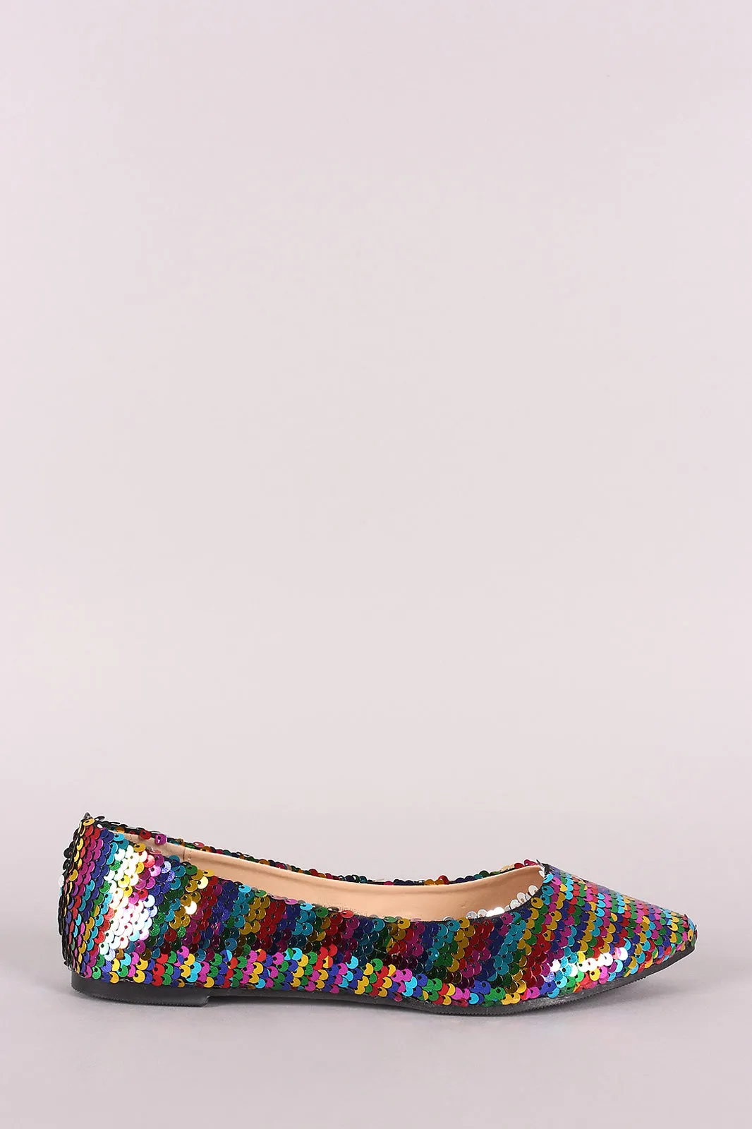 Rainbow Sequins Pointy Toe Flat