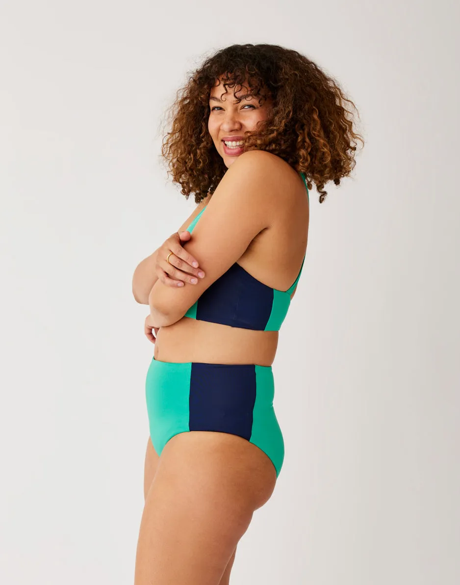 Sanitas Colorblock Top: Fern w. Navy