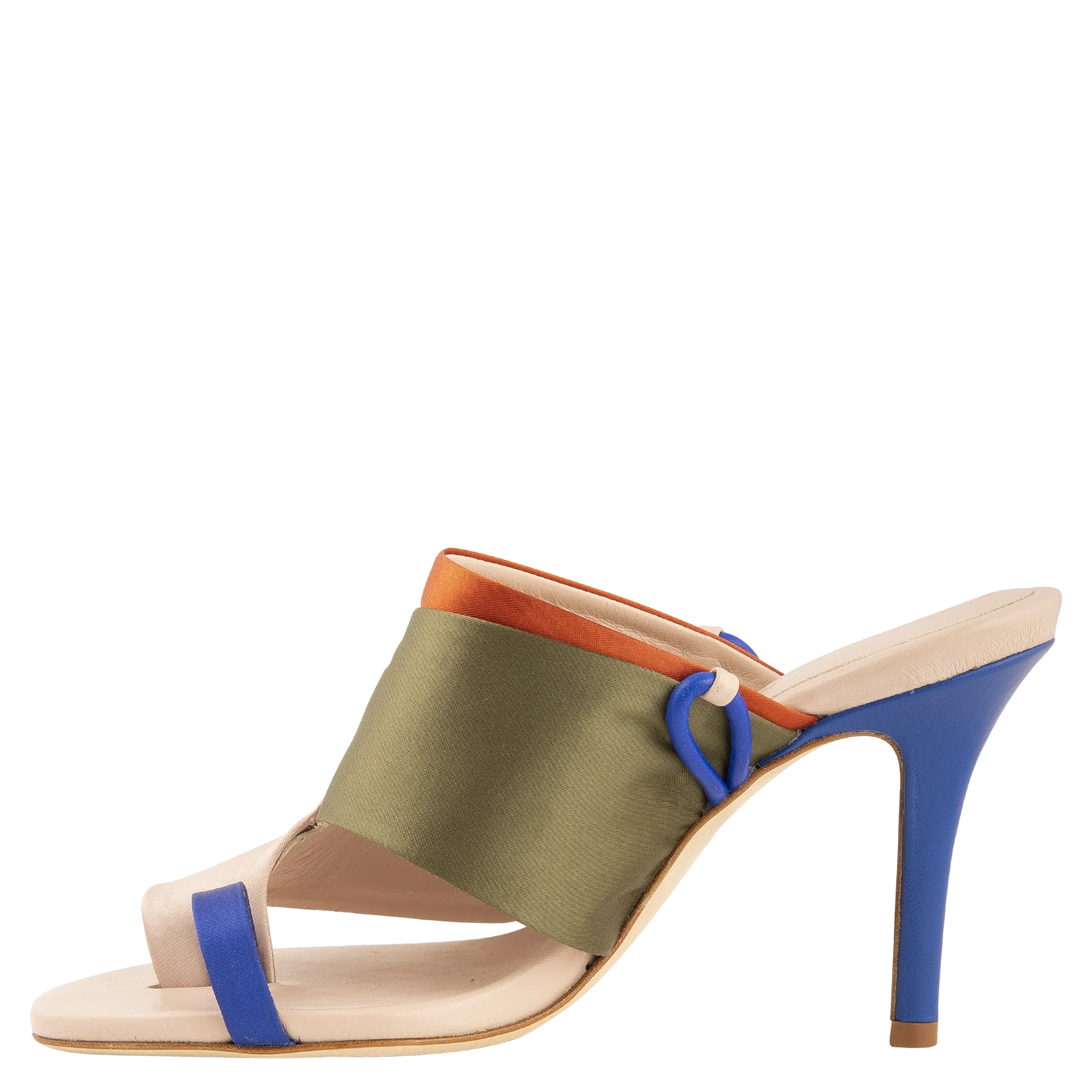 Satin Detail High Heel Sandals — Multi
