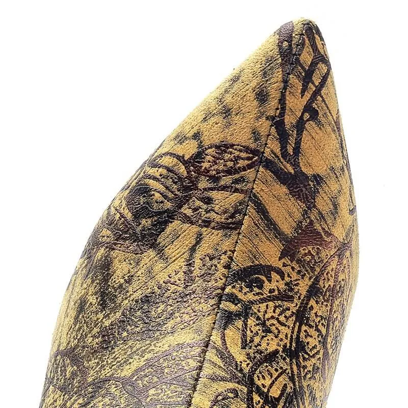 Sexy Print Zipper Pointed Toe Ankle Boots
