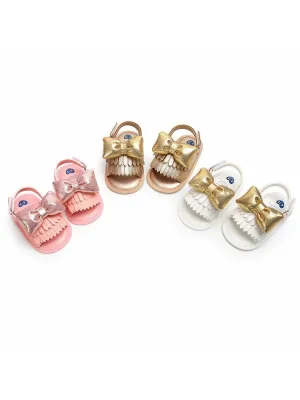 Stylish Tassel Trim Big Bow Pre-walker Sandal