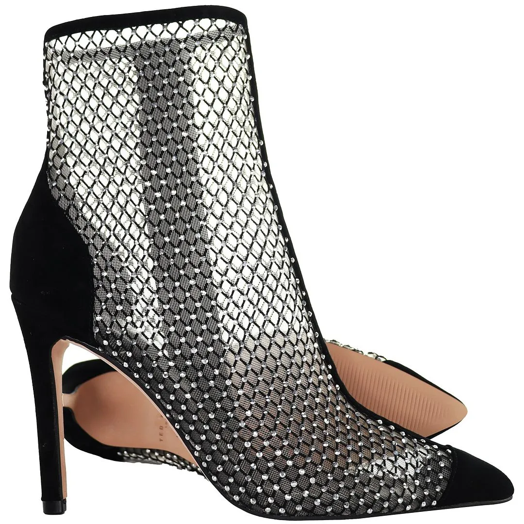 Ted Baker Junapah Crystal Mesh Womens Black Heeled Shoes