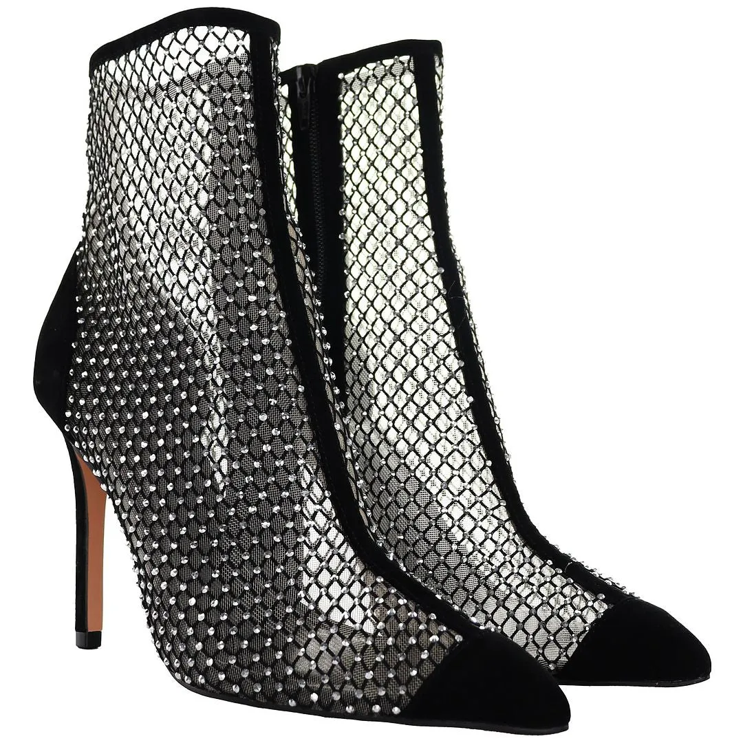 Ted Baker Junapah Crystal Mesh Womens Black Heeled Shoes
